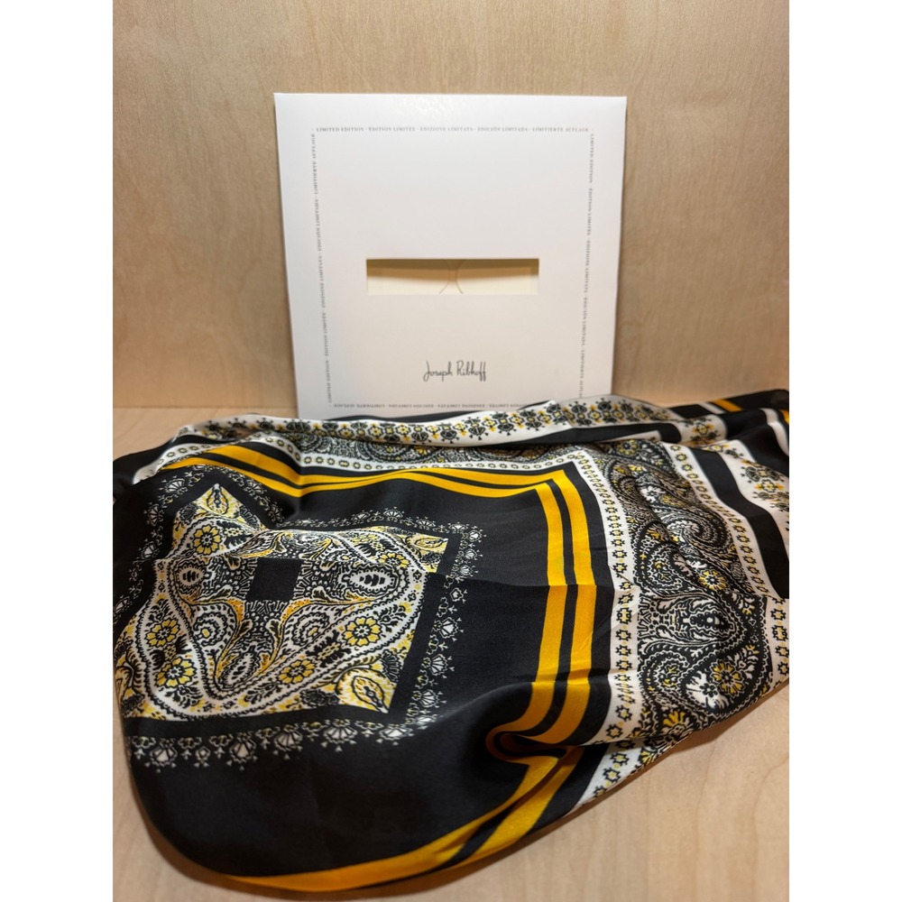Joseph Ribkoff‎ Limited Edition Paisley Square Scarf Black Gold White Geometric